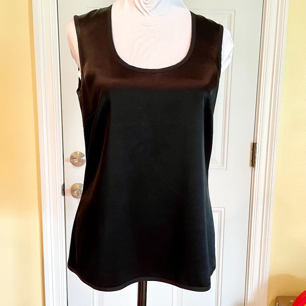 St. John Black Silk Sleeveless Blouse